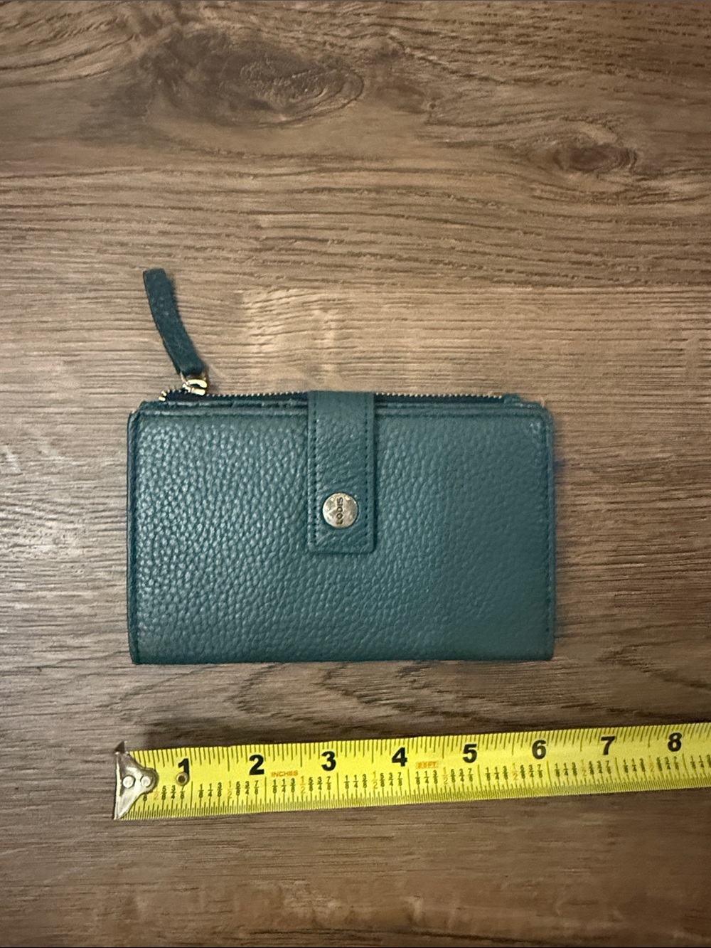 Lodis Teal Pebbled Leather Zip & Snap Wallet